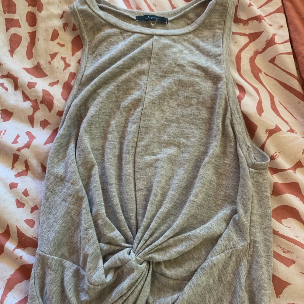 Grey knotted tank top